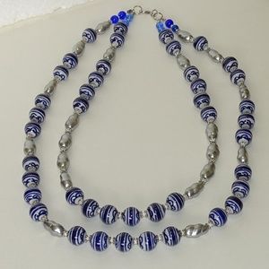 BLUE & SILVER ANTIQUE BEAD